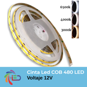 CINTA LED COB 480L 12V - 9W 8MM